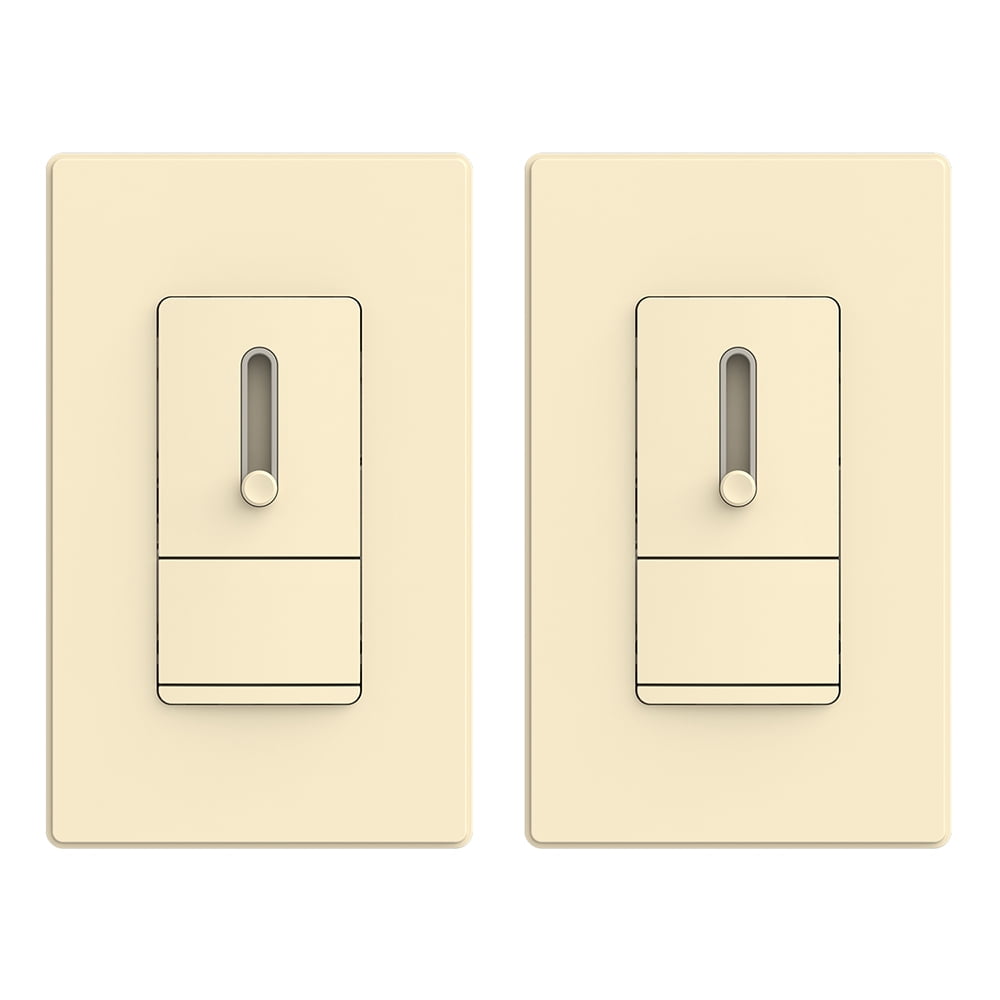 Light Almond Matte Double Pole Slide Dimmer with Wall Plate