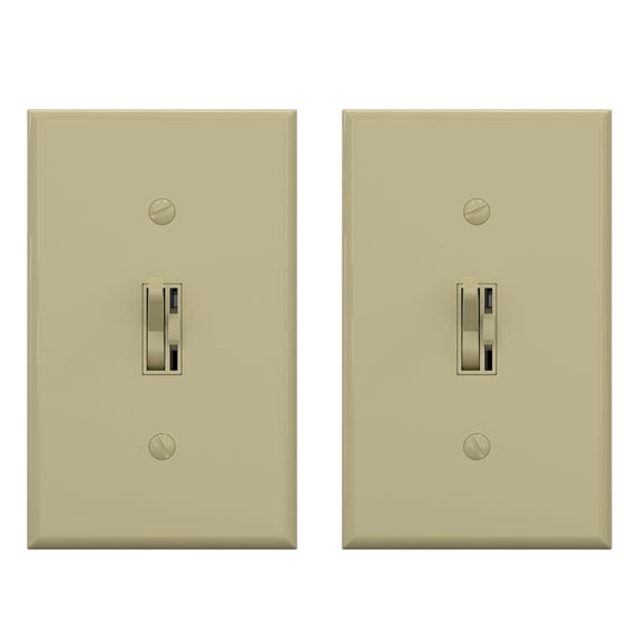 ELEGRP Slide Toggle Dimmer Switch,Single Pole & 3-Way Toggle LED Dimmer Light Switch, Wall Plate Included, UL Listed, Ivory 2PC