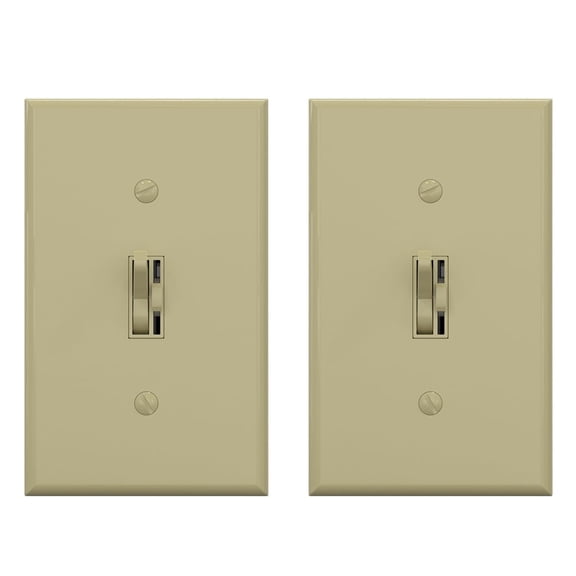 ELEGRP Slide Toggle Dimmer Switch,Single Pole & 3-Way Toggle LED Dimmer Light Switch, Wall Plate Included, UL Listed, Ivory 2PC