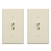 ELEGRP Slide Toggle Dimmer Switch,Single Pole & 3-Way Toggle LED Dimmer Light Switch, Wall Plate Included, UL Listed, Light apricot 2PC