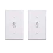ELEGRP Slide Toggle Dimmer Switch,Single Pole & 3-Way Toggle LED Dimmer Light Switch, Wall Plate Included, UL Listed, White 2PC