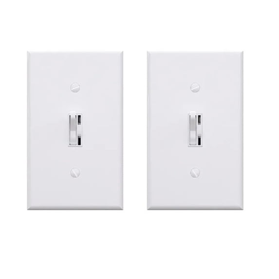 ELEGRP Slide Toggle Dimmer Switch, Single Pole and 3-Way Toggle LED Dimmer Light Switch, White 2PC