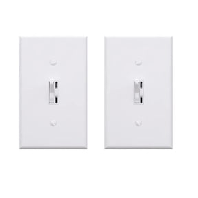 ELEGRP Slide Toggle Dimmer Switch,Single Pole & 3-Way Toggle LED Dimmer Light Switch, Wall Plate Included, UL Listed, White 2PC