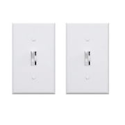 ELEGRP Slide Toggle Dimmer Switch,Single Pole & 3-Way Toggle LED Dimmer Light Switch, Wall Plate Included, UL Listed, White 2PC
