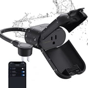 ELEGRP Smart Plug Outdoor Waterproof IP66, WiFi Plug Compatible with Alexa & Google Assistant, Smart Outdoor Outlet for String Lights, No Hub Required, 400W Max