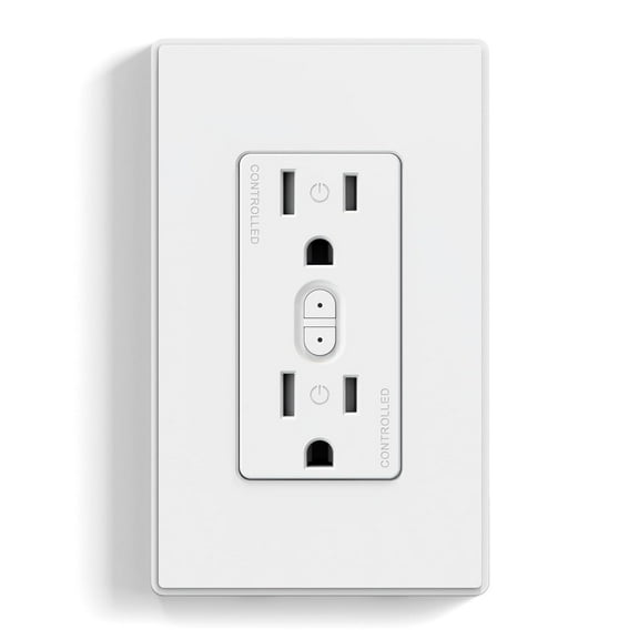ELEGRP Smart in Wall Outlet, 2.4GHz Wi-Fi Smart Receptacle Compatible with Alexa & Google Assistant,Tamper Resistant, 2 Individual Controlled Outlets, No Hub Required, UL Listed, White 1 PC