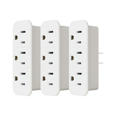 ELEGRP Triple Outlet Extender, 3 Prong Grounded Wall Tab, Multiple Outlet Extender Adapter Plug with 3 Electrical Outlets for Travel Home Hotel Office, ETL Listed, White （3 Pack)