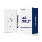 ELEGRP USB Outlet Receptacle, 21W 4.2A USB Electrical Outlet, USB C Wall Outlet, 15 Amp Duplex Tamper Resistant Outlet with Type A & Type C Ports, Wall Plate Included, UL Listed, White