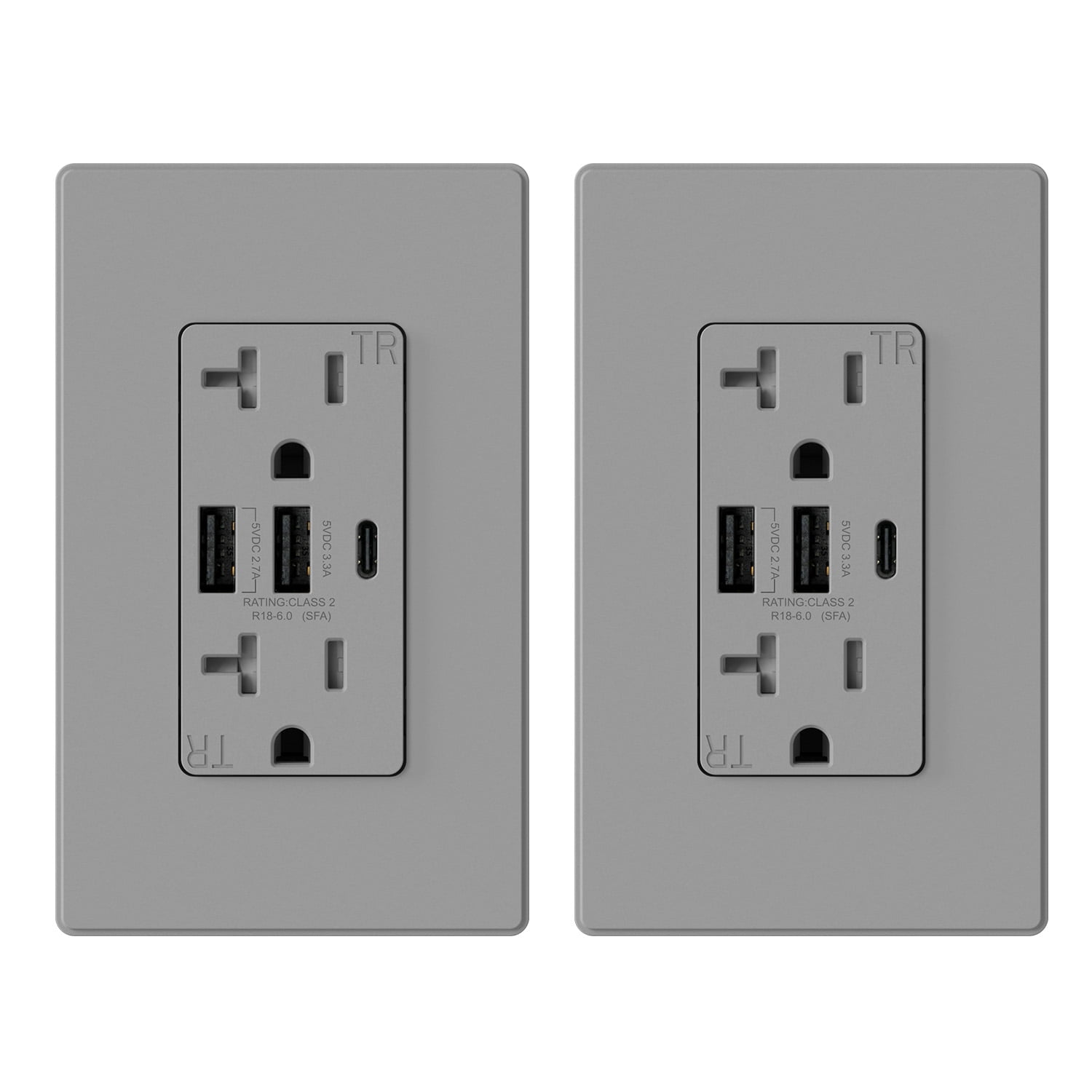 ELEGRP USB Outlets Receptacles, 3Port USB C Wall Outlet, 30W 6.0A USB