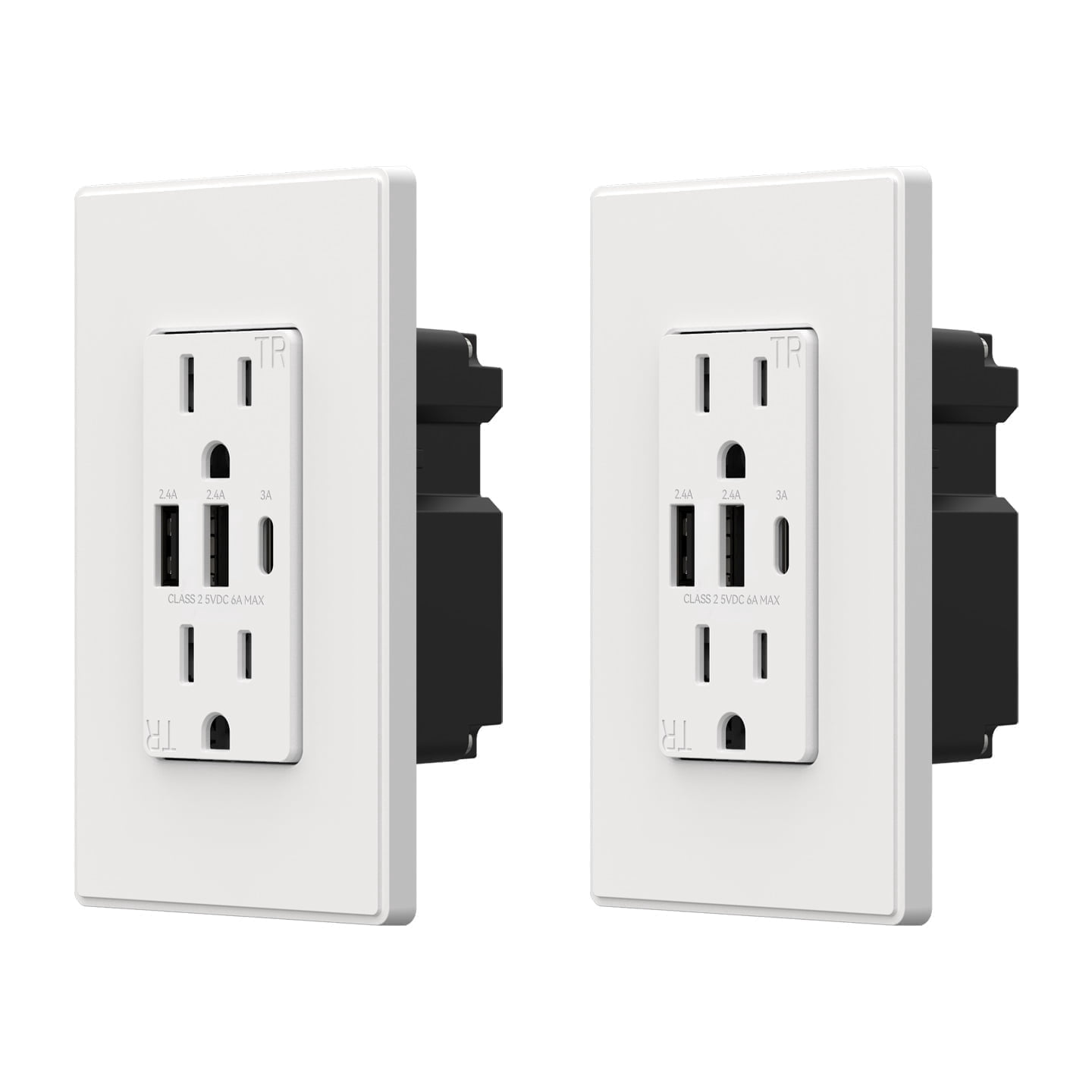 USB Outlets Receptacles, 3 Port USB C Wall Outlet, 30W 6.0A USB Electrical Outlet, 15 Amp Tamper Resistant Outlet with USB C Ports, UL Listed, Wall Plate Included