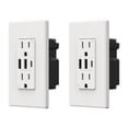 thumbnail image 1 of USB Outlets Receptacles, 3 Port USB C Wall Outlet, 30W 6.0A USB Electrical Outlet, 15 Amp Tamper Resistant Outlet with USB C Ports, UL Listed, Wall Plate Included, 1 of 9