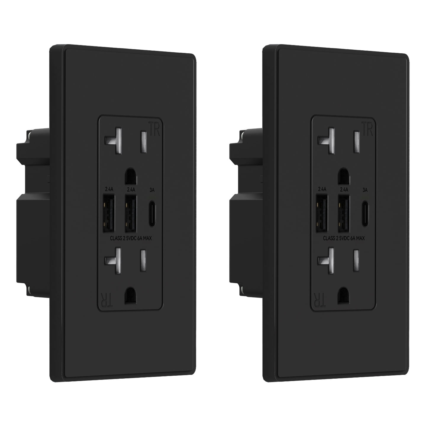 USB Outlets Receptacles, 3 Port USB C Wall Outlet, 30W 6.0A USB Electrical Outlet, 15 Amp Tamper Resistant Outlet with USB C Ports, UL Listed, Wall Plate Included