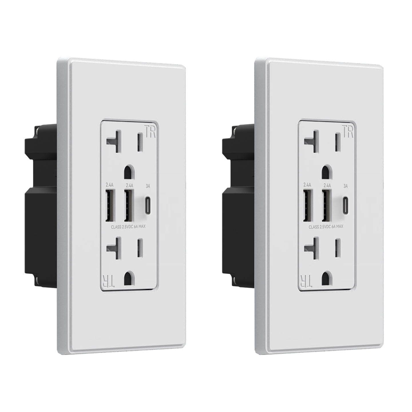 USB Outlets Receptacles, 3 Port USB C Wall Outlet, 30W 6.0A USB Electrical Outlet, 15 Amp Tamper Resistant Outlet with USB C Ports, UL Listed, Wall Plate Included
