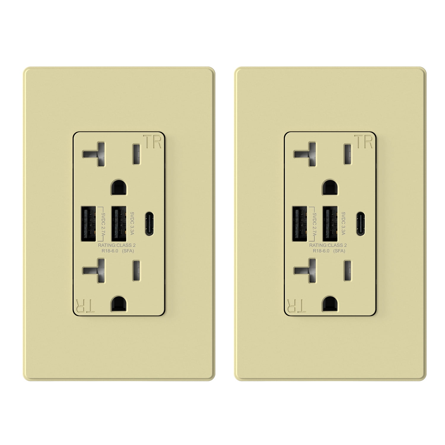 USB Outlets Receptacles, 3 Port USB C Wall Outlet, 30W 6.0A USB Electrical Outlet, 15 Amp Tamper Resistant Outlet with USB C Ports, UL Listed, Wall Plate Included