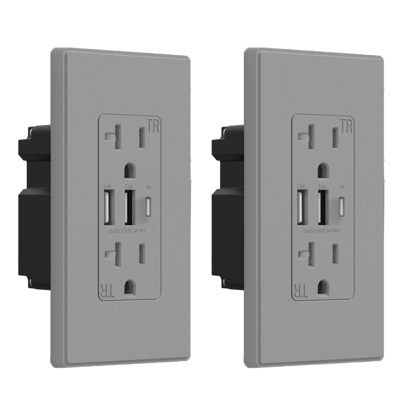 USB Outlets Receptacles, 3 Port USB C Wall Outlet, 30W 6.0A USB Electrical Outlet, 15 Amp Tamper Resistant Outlet with USB C Ports, UL Listed, Wall Plate Included