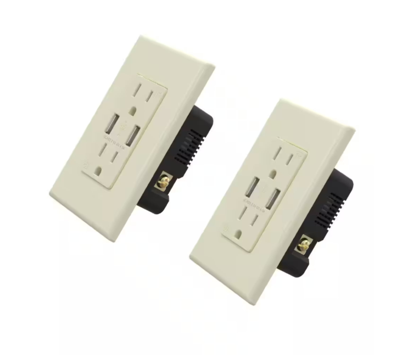 ELEGRP 20A USB Outlet - Dual 4.0A USB Ports + Tamper Resistant Receptacles, 10-Pack Glossy Black With Plates