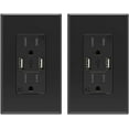 thumbnail image 1 of ELEGRP 4 Amp USB Dual Type A In-Wall Charger with 15 Amp Duplex Tamper Resistant Outlet, Wall Plate Included, Black (2-Pack), 1 of 10