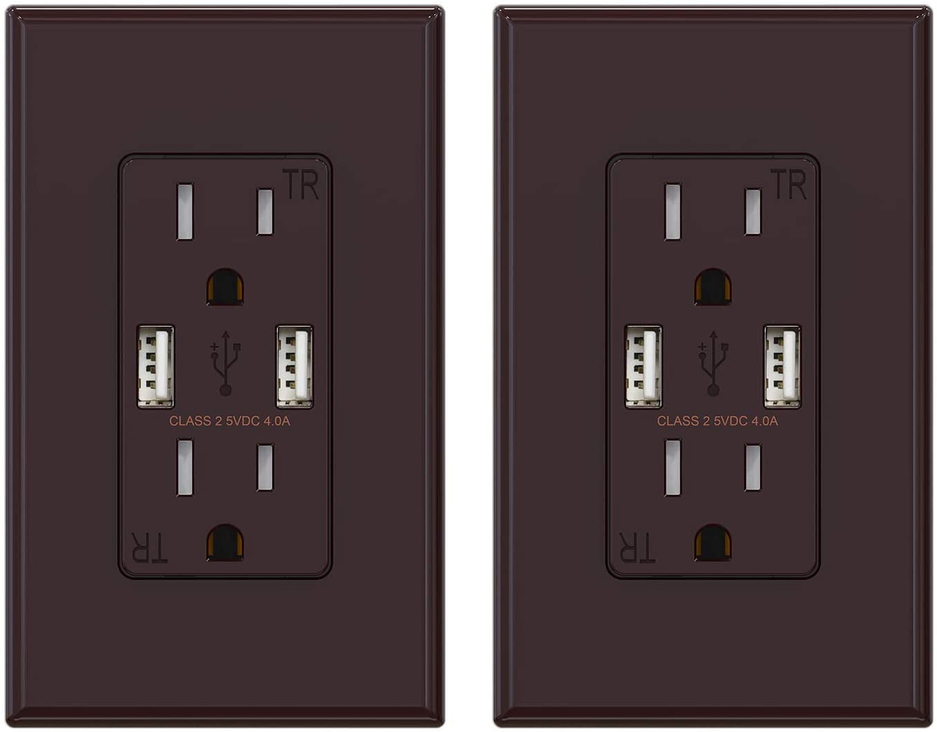 USB Outlets Receptacles, 20W 4.0 Amp USB Wall Outlet, 15 Amp Tamper-Resistant Electrical Outlet with Type A port, UL Listed, Wall Plate Included