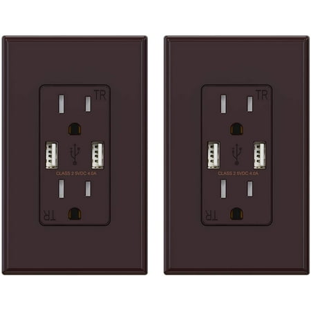 USB Outlets Receptacles, 20W 4.0 Amp USB Wall Outlet, 15 Amp Tamper-Resistant Electrical Outlet with Type A port, UL Listed, Wall Plate Included