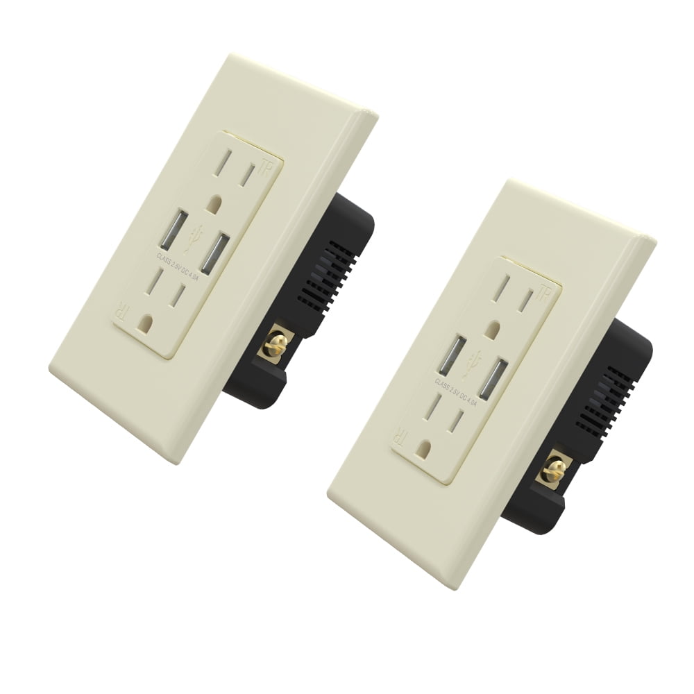 USB Outlets Receptacles, 20W 4.0 Amp USB Wall Outlet, 15 Amp Tamper-Resistant Electrical Outlet with Type A port, UL Listed, Wall Plate Included