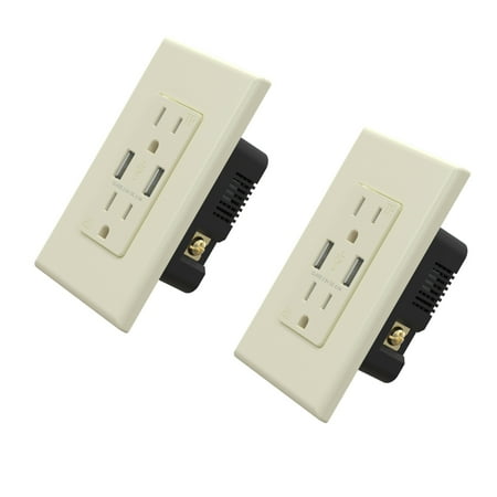 USB Outlets Receptacles, 20W 4.0 Amp USB Wall Outlet, 15 Amp Tamper-Resistant Electrical Outlet with Type A port, UL Listed, Wall Plate Included