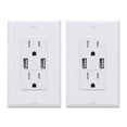 thumbnail image 1 of ELEGRP USB Wall Outlet Receptacle with Dual 4.0 A USB Ports, 15 Amp Duplex Tamper Resistant Receptacle, Charging Power Outlet with USB Ports,Wall Plate Included, UL Listed, 2PC, White, 1 of 8