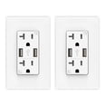 thumbnail image 1 of ELEGRP USB Wall Outlet Receptacle with Dual 4.0 A USB Ports, 20 Amp Duplex Tamper Resistant Receptacle, Charging Power Outlet with USB Ports, Screwless Wall Plate Included, UL Listed, 2PC, White, 1 of 10
