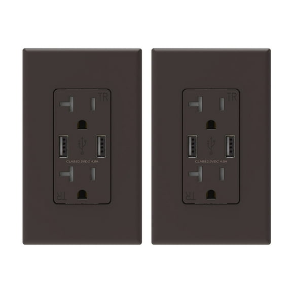 USB Outlets Receptacles, 20W 4.0 Amp USB Wall Outlet, 20 Amp Tamper-Resistant Electrical Outlet with Type A port, UL Listed, Wall Plate Included