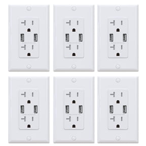 ELEGRP 4.0 Amp Dual USB Outlets Receptacles with Type A port,20 Amp Duplex Tamper Resistant Electrical Outlet Wall Plate Included ,UL Listed,White (6-Pack)