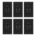 thumbnail image 1 of USB Wall Outlet Receptacle with Dual 4.0 A USB Ports, 20 Amp Duplex Tamper Resistant Receptacle, Charging Power Outlet with USB Ports, Wall Plate Included, UL Listed, 6PC, Black, 1 of 10