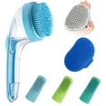 ELEGX Pet Grooming Bath Massage Brush with Soap and Shampoo Dispenser