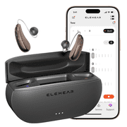 ELEHEAR Beyond 2 Pro OTC Hearing Aids for Adults and Seniors, AI Speech Clarity, IP67 Waterproof, Bluetooth, Rechargeable, Brown, 1 Pair