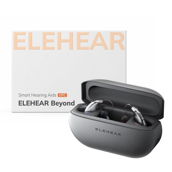 ELEHEAR Beyond OTC Hearing Aids for Adults and Seniors, AI Noise Reduction, Bluetooth, Rechargeable, Silver, 1 Pair