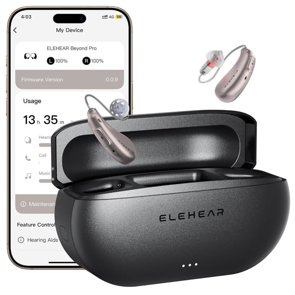 ELEHEAR Beyond Pro OTC Hearing Aids, Bluetooth Rechargeable Hearing Aids for Adults, VocClear 2.0, App Control, Music Mode, Champagne Gold