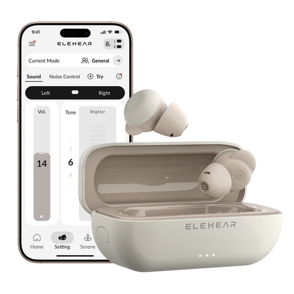 ELEHEAR-Delight OTC Hearing Aids for Seniors and Adults, AI Powered Speech Enhancement, Superior Sound Quality, Comfortable & Discreet Design, Bluetooth 5.3 and App Control, Mist White
