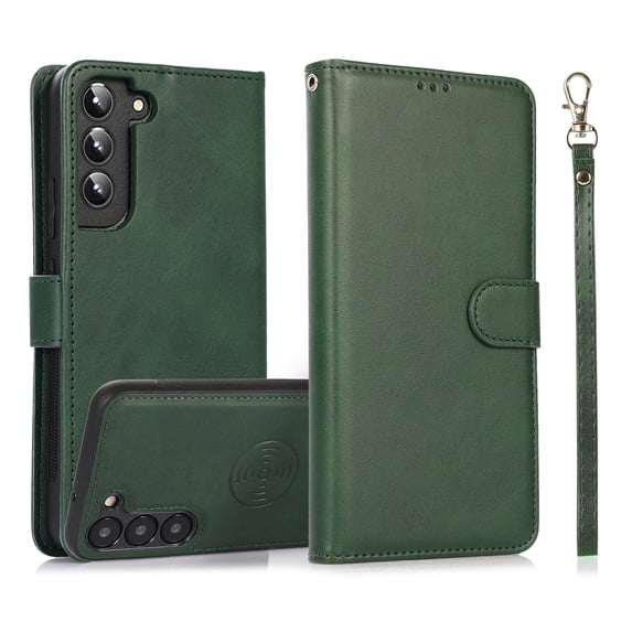 ELEHOLD 2 in 1 Wallet Case for Samsung Galaxy A33 5G, Credit Card Holder Detachable Hybrid Protective Slim Hard Shell Magnetic PU Leather Folio Pocket Flip Cover for Samsung Galaxy A33 5G,Green