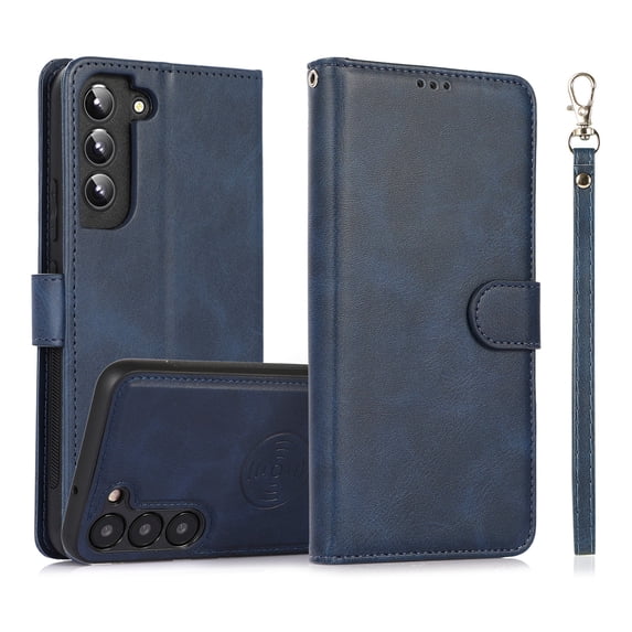 ELEHOLD 2 in 1 Wallet Case for Samsung Galaxy A34 5G, Credit Card Holder Detachable Hybrid Protective Slim Hard Shell Magnetic PU Leather Folio Pocket Flip Cover for Samsung Galaxy A34 5G,Blue