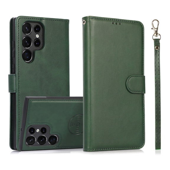ELEHOLD 2 in 1 Wallet Case for Samsung Galaxy Note 20, Credit Card Holder Detachable Hybrid Protective Slim Hard Shell Magnetic PU Leather Folio Pocket Flip Cover for Samsung Galaxy Note 20,Green