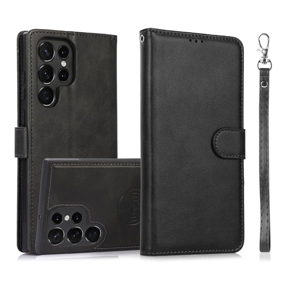 ELEHOLD 2 in 1 Wallet Case for Samsung Galaxy Note 20 Ultra,Credit Card Holder Detachable Hybrid Protective Slim Hard Shell Magnetic PU Leather Folio Pocket Flip Cover for Samsung Note20 Ultra,Black