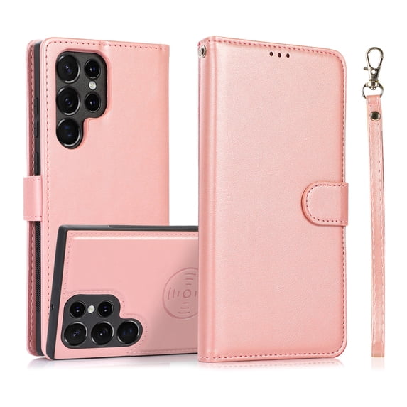 ELEHOLD 2 in 1 Wallet Case for Samsung Galaxy S20+, Credit Card Holder Detachable Hybrid Protective Slim Hard Shell Magnetic PU Leather Folio Pocket Flip Cover for Samsung Galaxy S20+,Pink