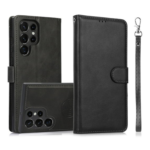 ELEHOLD 2 in 1 Wallet Case for Samsung Galaxy S20 FE, Credit Card Holder Detachable Hybrid Protective Slim Hard Shell Magnetic PU Leather Folio Pocket Flip Cover for Samsung Galaxy S20 FE,Black