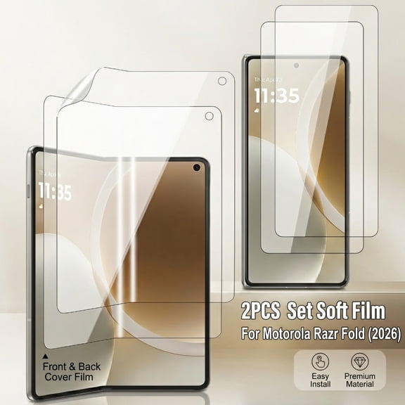 ELEHOLD 2 Pack Set Anti-Scratch HD Soft Film for Motorola Razr Fold (2026), [2 Front + 2 Inner] Screen Protector Clear Soft TPU, Clear