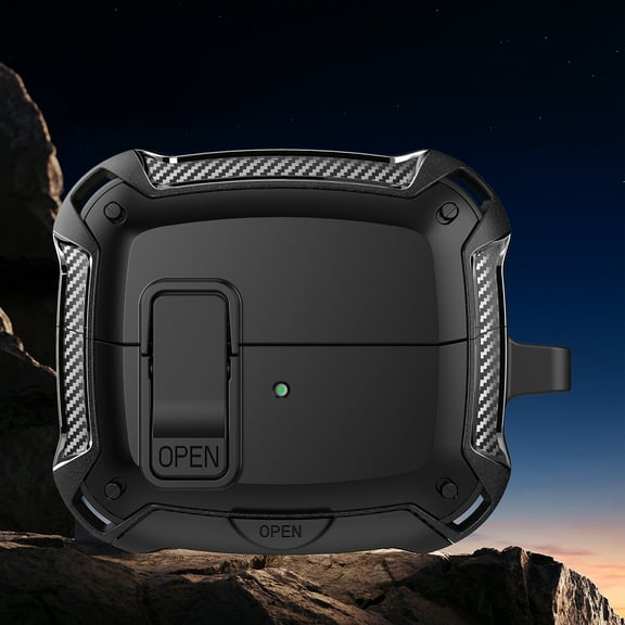 ELEHOLD 2-in-1 Case For Samsung Galaxy Buds 3 / 3 Pro, Full Body Protective Case & Phone Kickstand, with Secure Lock & Keychain, Support Wireless Charging, Black