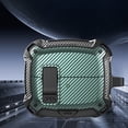 thumbnail image 1 of ELEHOLD 2-in-1 Case For Samsung Galaxy Buds 3 / 3 Pro, Full Body Protective Case & Phone Kickstand, with Secure Lock & Keychain, Support Wireless Charging, Green-Carbon Fiber Pattern, 1 of 10