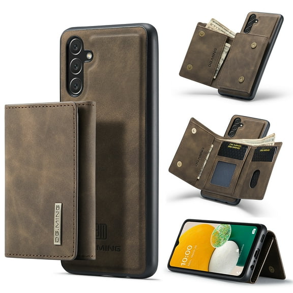 ELEHOLD 2-in-1 Detachable Wallet Case for Samsung Galaxy A13 4G Premium Leather Case Soft TPU Bumper Magnetic Removable Card Holders Kickstand Function Shockproof Case,coffee