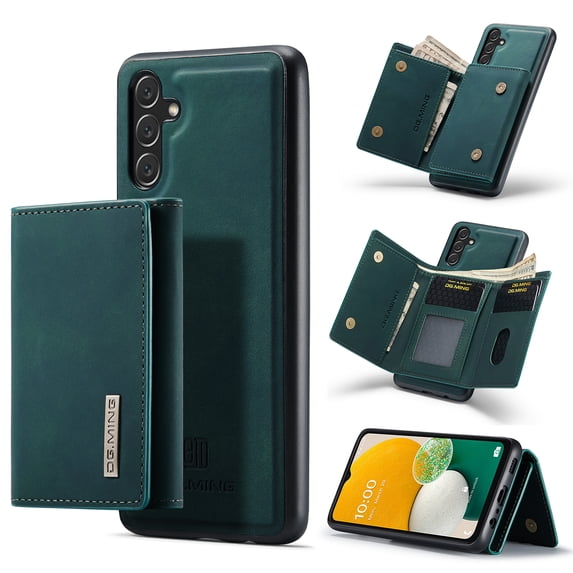 ELEHOLD 2-in-1 Detachable Wallet Case for Samsung Galaxy A13 5G Premium Leather Case Soft TPU Bumper Magnetic Removable Card Holders Kickstand Function Shockproof Case,green
