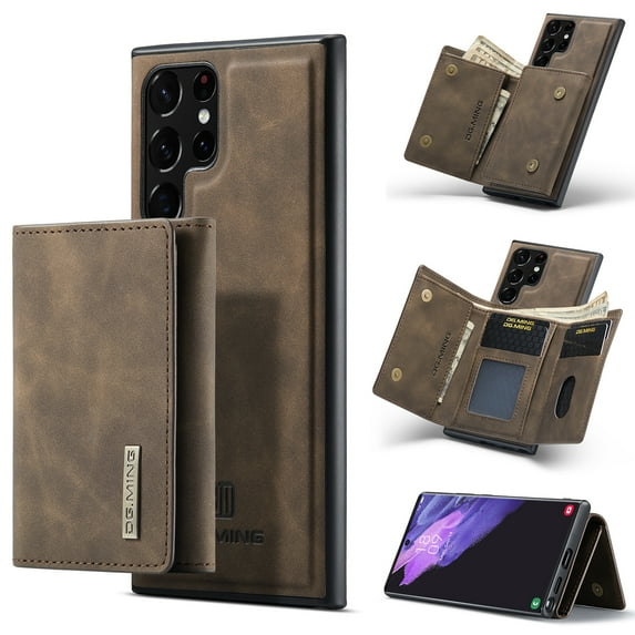 ELEHOLD 2-in-1 Detachable Wallet Case for Samsung Galaxy S20 Ultra Premium Leather Case Soft TPU Bumper Magnetic Removable Card Holders Kickstand Function Shockproof Case,coffee