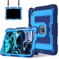 thumbnail image 1 of ELEHOLD 3-Layer Rugged Case For Apple iPad Air 11 (2025 / 2024) Heavy Duty Shockproof Cover, [Drop Protection], [Logo Visible], With Kickstand & Pencil Holder & Shoulder Strap, Navyblue+Skyblue, 1 of 11