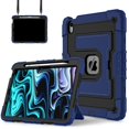 thumbnail image 1 of ELEHOLD 3-Layer Rugged Case For Apple iPad Air 11 (2025 / 2024) Heavy Duty Shockproof Cover, [Drop Protection], [Logo Visible], With Kickstand & Pencil Holder & Shoulder Strap, Navyblue+Black, 1 of 11