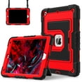 thumbnail image 1 of ELEHOLD 3-Layer Rugged Case For Apple iPad Mini 7th 6th Generation Heavy Duty Shockproof Cover, [Drop Protection], [Logo Visible], With Kickstand & Pencil Holder & Shoulder Strap, Black+Red, 1 of 11